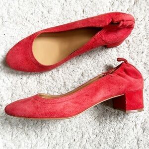 J. Crew: Burnt Orange Suede Elastic Back Rounded Toe Block Heels Size 8.5